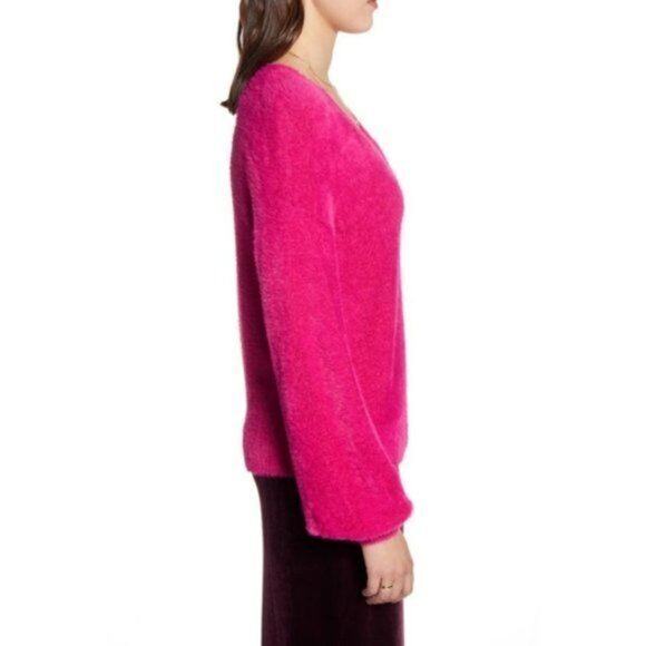 Halogen Fuzzy V-Neck Sweater Size XS NWT - Picture 4 of 6